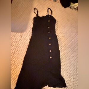 Universal Thread Black Midi Dress with Button Detail